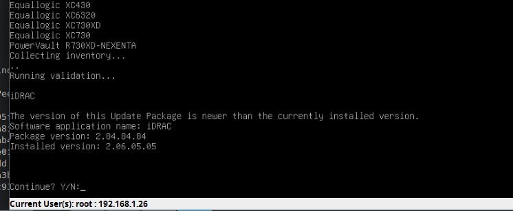 The updater script from dell running on Debian live
