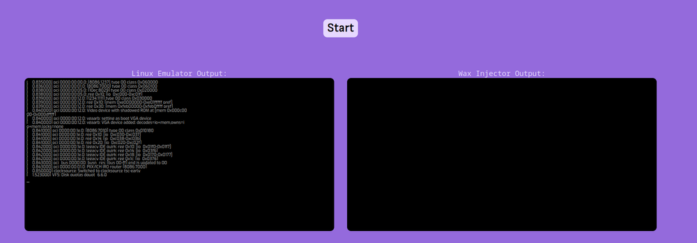 The builder running the script in a Linux container on the web