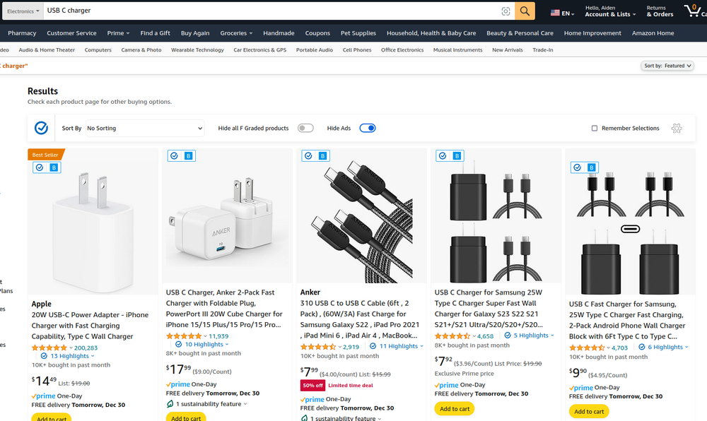Amazon Brand Filter running