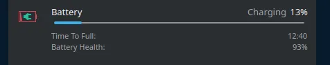 In one case, charging time was estimated to take 12 hours and 40 minutes