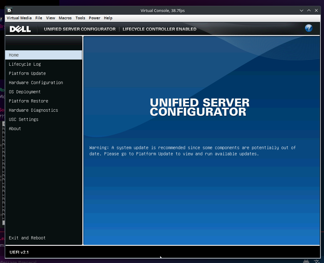The Dell lifecycle controller UI