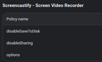 Screencastify policy options