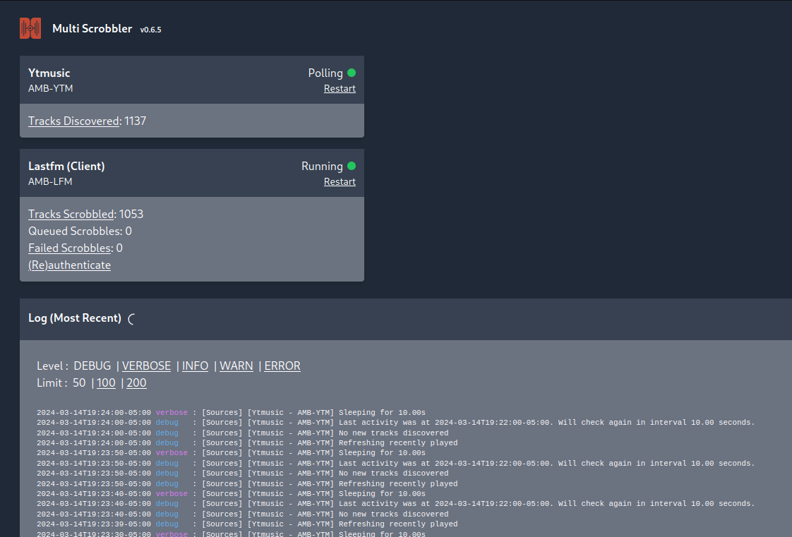 Multi Scrobbler web GUI